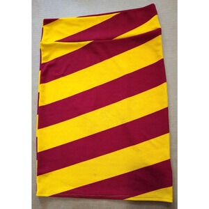 Lularoe skirt Size L Cassie pencil stretch knee length Yellow Red20